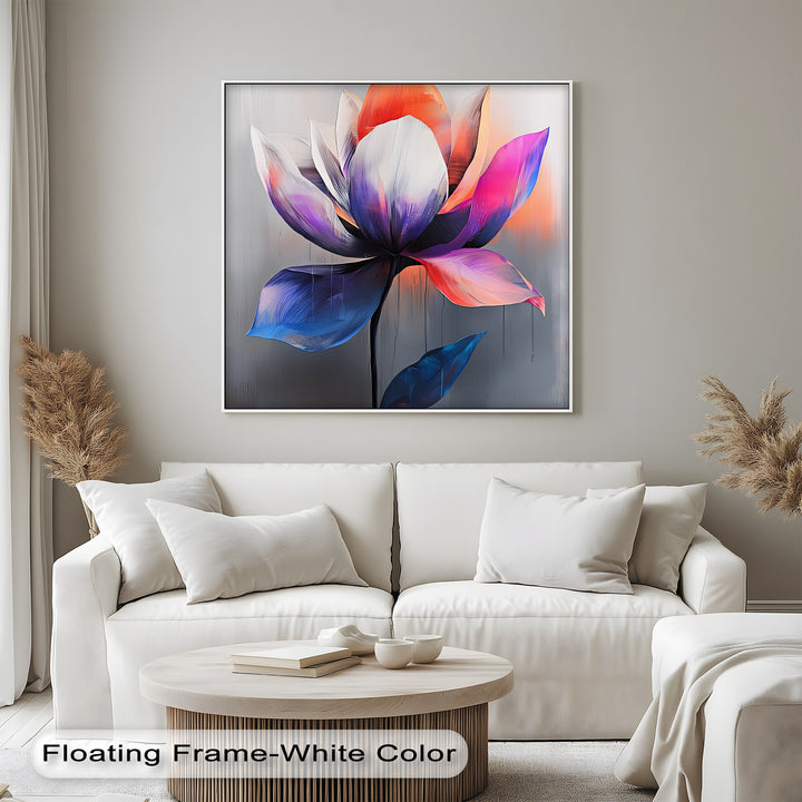 Radiant Lotus Bloom – Multicolor Abstract Flower Canvas Print