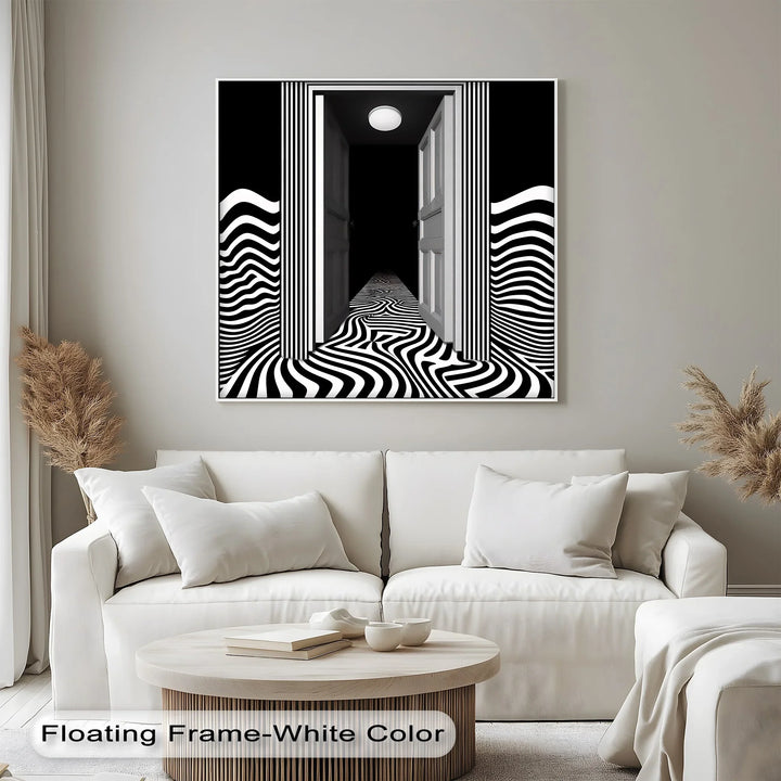 Optical Corridor Illusion – Black & White Canvas Print - MyPhotoStation