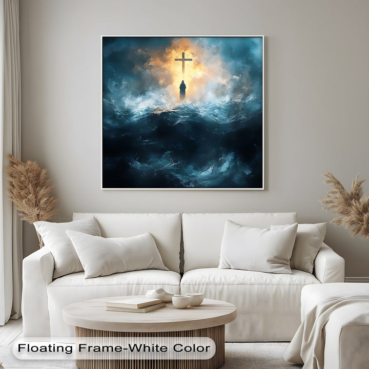 Faith in the Storm – Christian Cross Religious Wall Art