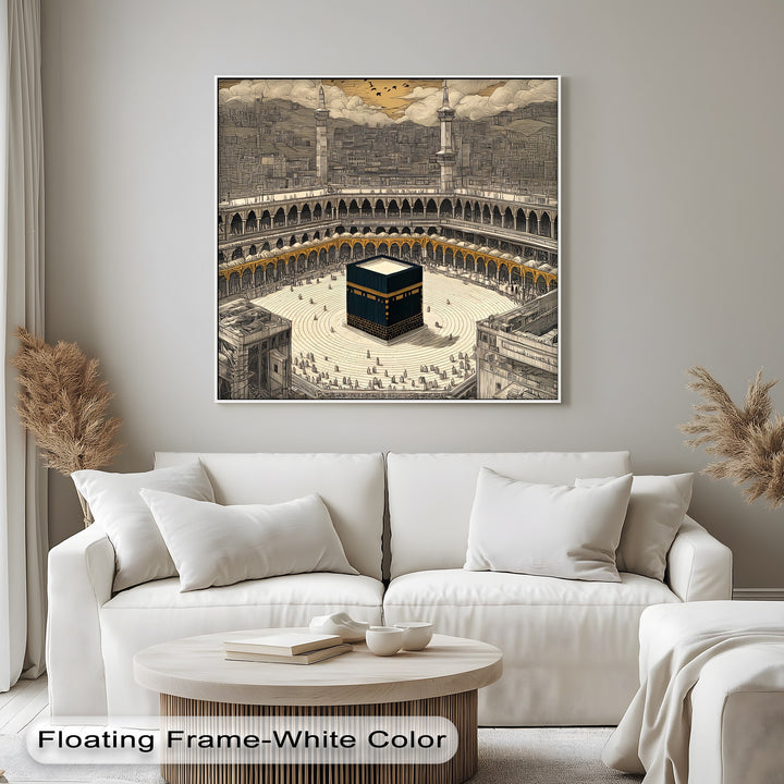 Sacred Kaaba Illustration – Islamic Wall Art of Masjid al-Haram