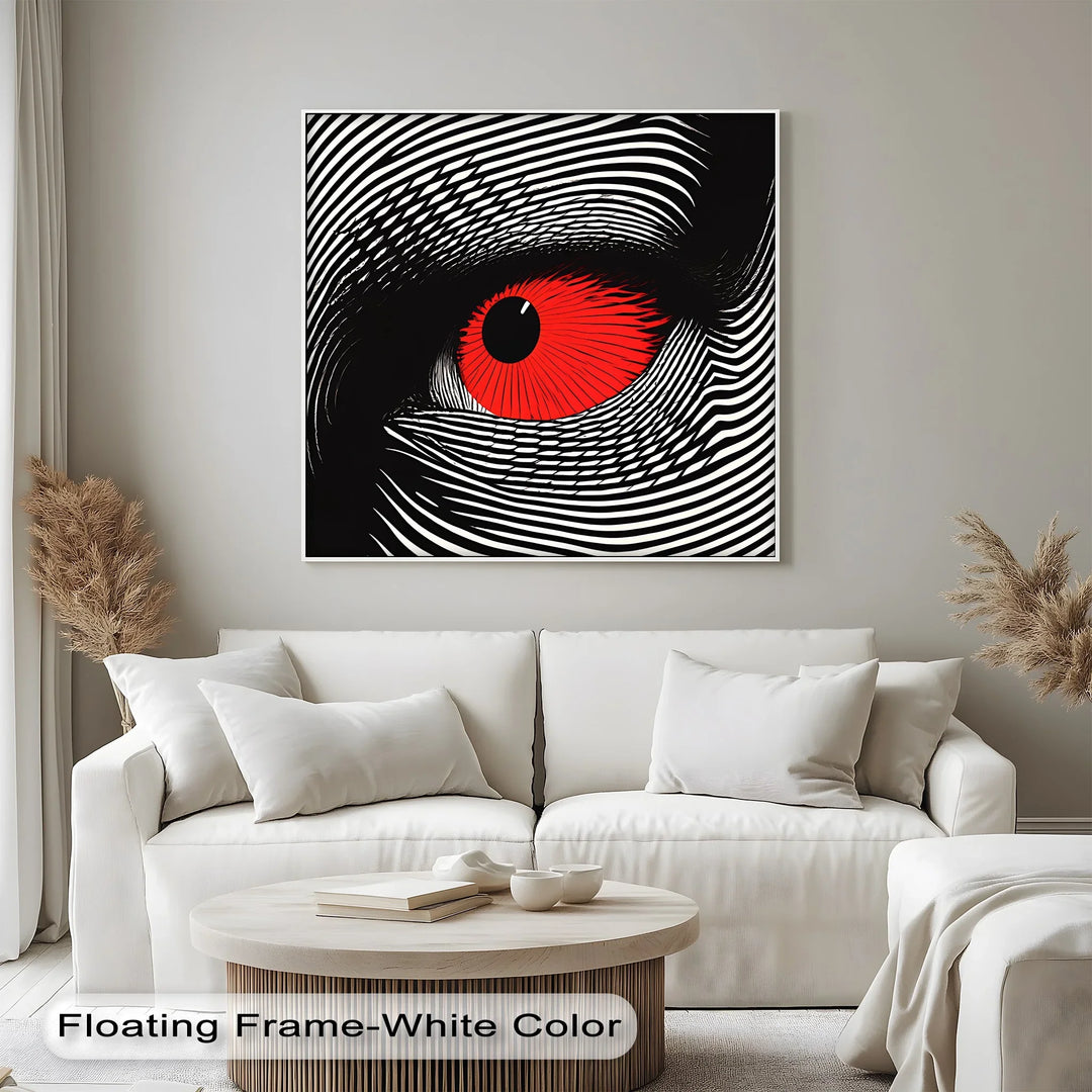 Red Eye in Optical Lines – Black & White Canvas Print - MyPhotoStation