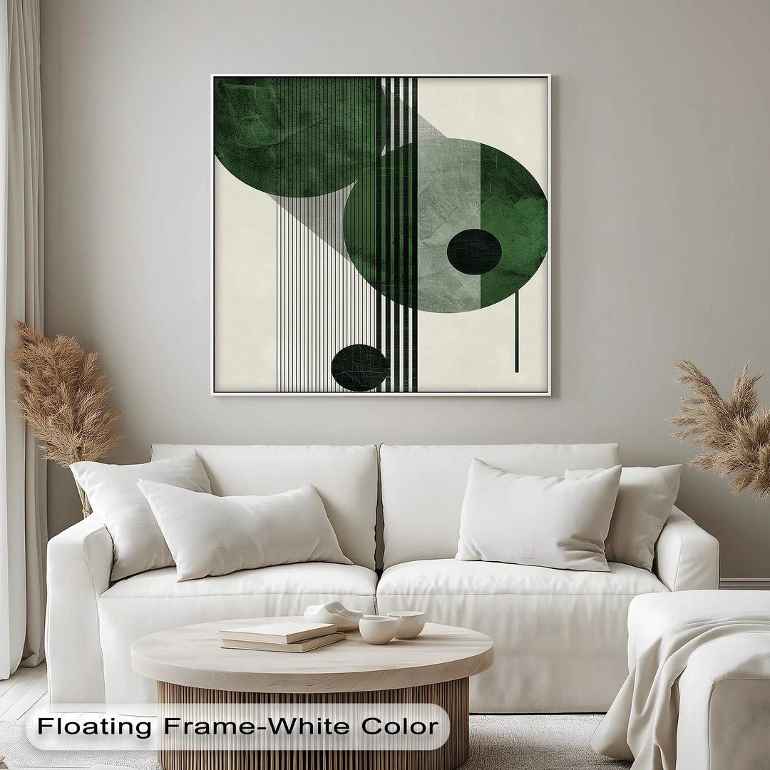 Modern Green Orbital Geometry – Abstract Minimalist Canvas Print - MyPhotoStation