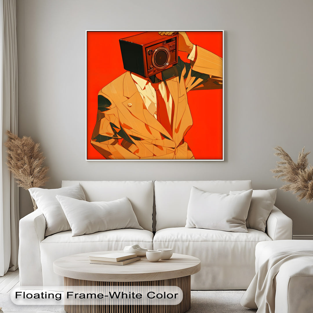 Analog Persona – Radio Head Man in Suit Canvas Print