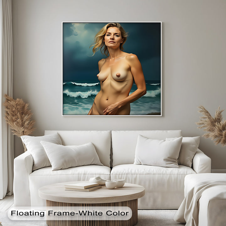 Ocean Muse – Windswept Nude Canvas Wall Art | Framed Art