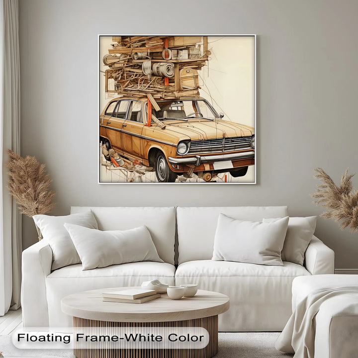Overloaded Journey in Wood Texture – Car Canvas Print - MyPhotoStation