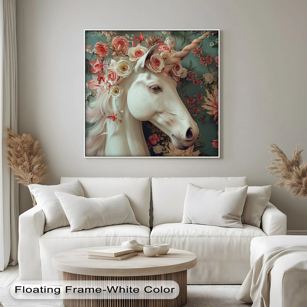 Romantic Fantasy Portrait with Roses and Butterflies - Animal Canvas Print - MyPhotoStation