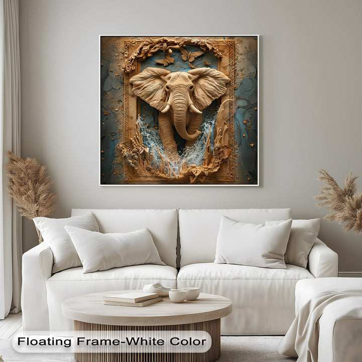 The darkest, deep blue background beautifully frames the majestic elephant of this safari nature wall art, among the best canvas prints.