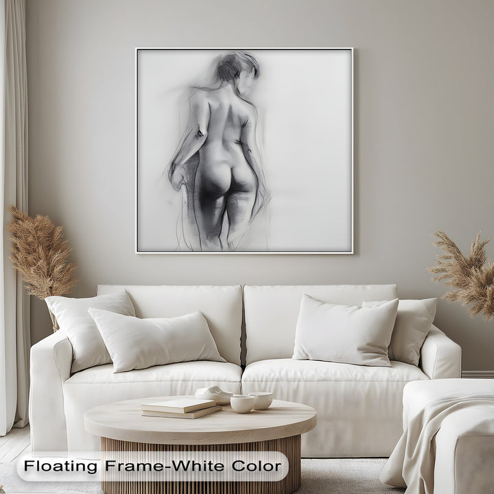 Ethereal Form – Charcoal Nude Woman Canvas Wall Art | Abstract Art