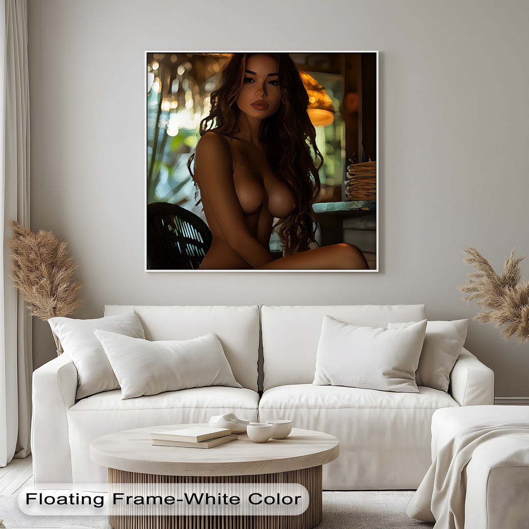 Golden Glow – Seated Nude Woman Canvas Wall Art | Canvas Prints