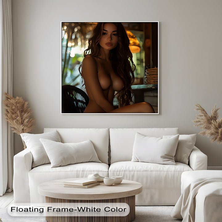 Golden Glow – Seated Nude Woman Canvas Wall Art | Canvas Prints