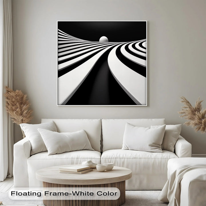 Minimalist Horizon Flow – Black & White Canvas Print - MyPhotoStation