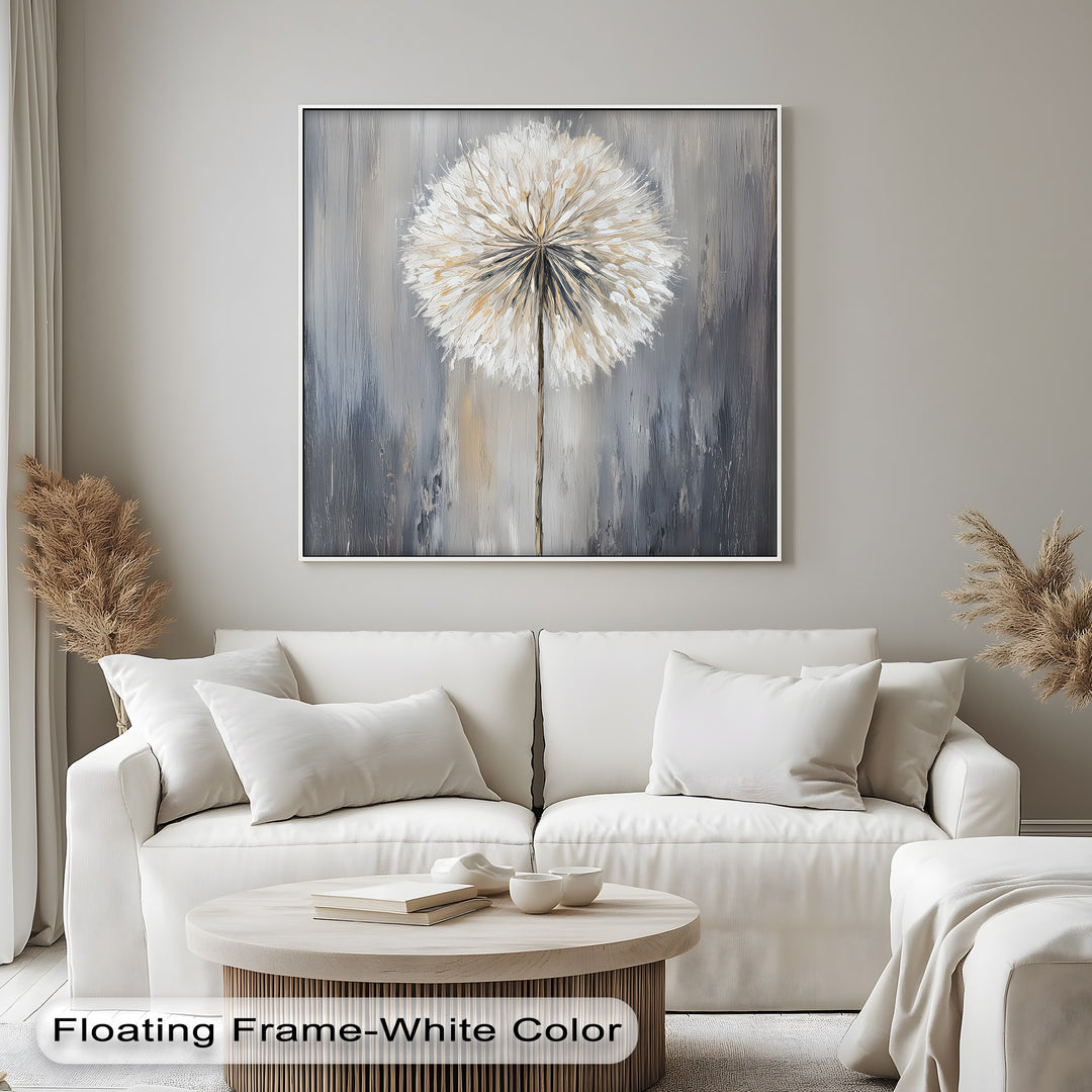 Whispers of Grace – Dandelion-Inspired Neutral Tones Canvas Print