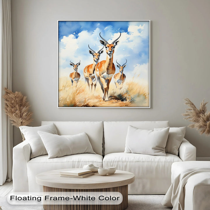 Desert Grace – Antelope Herd in Motion Animal Canvas Print - MyPhotoStation