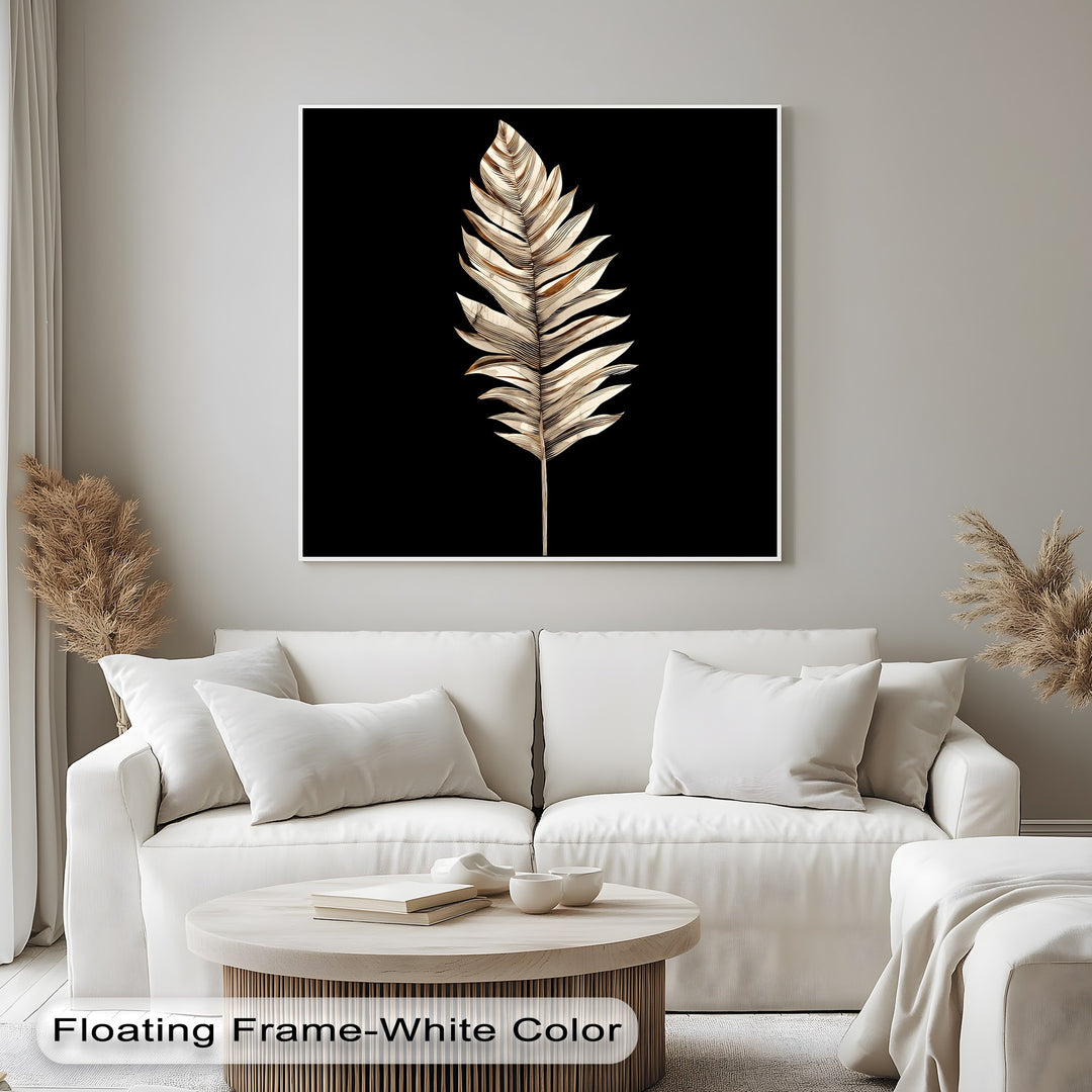 Golden Palm – Modern Metallic Leaf Canvas Wall Art | Framed Art