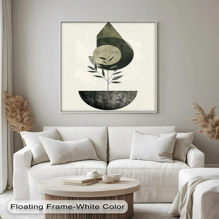 Minimalist Growth – Geometric Plant-Inspired Canvas Print - MyPhotoStation