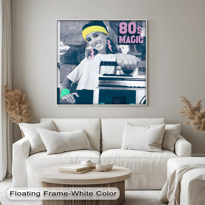 80s Magic – Retro Pop Art Woman with Boombox Canvas Print