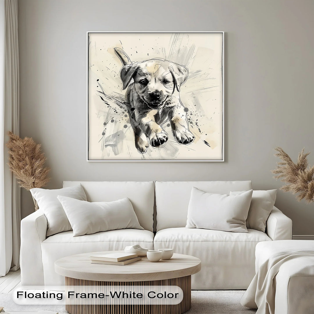 Leap of Joy – Sketch Style Playful Puppy Art Puppies Canvas Print - MyPhotoStation