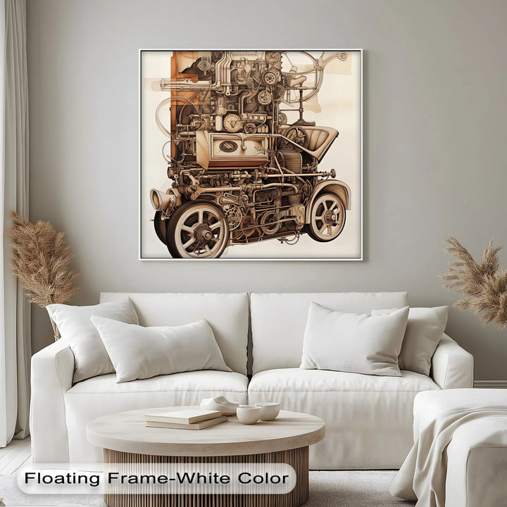 Industrial Blueprint Engine Study – Car Canvas Print - MyPhotoStation