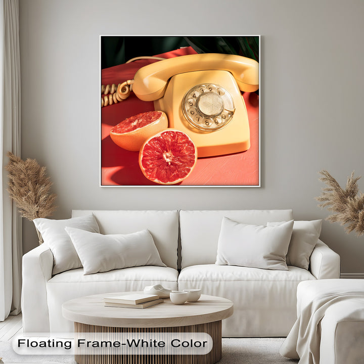 Tropic Call – Retro Telephone & Grapefruit Pop Art Canvas Print