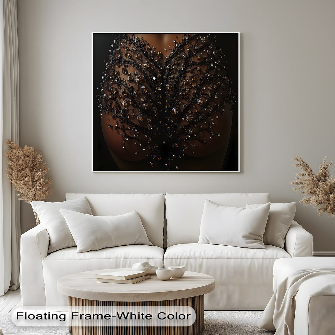 artistic canvas collage prints deep tones crystal details living room art