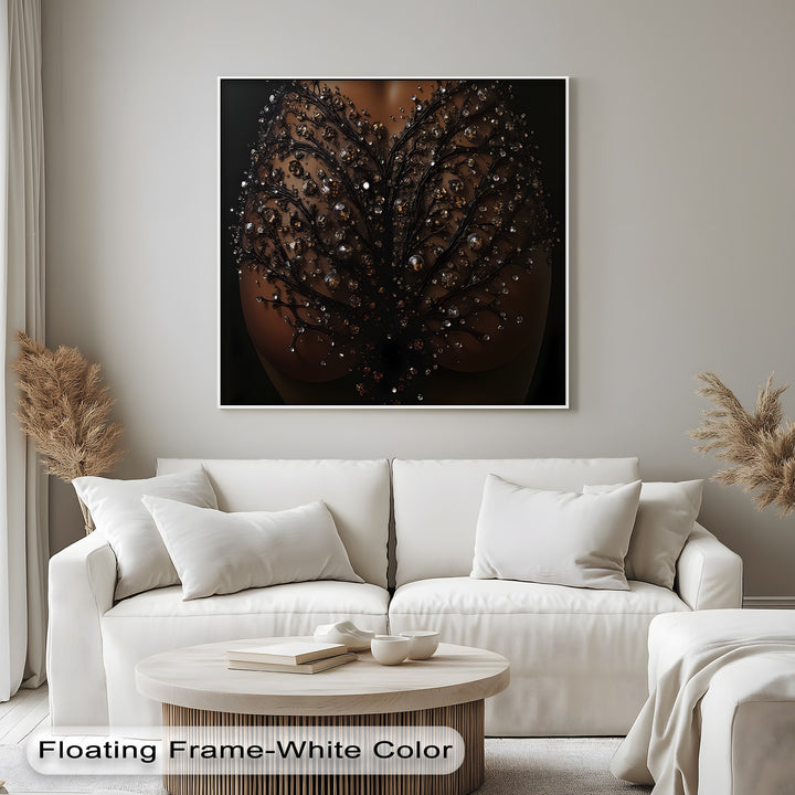 artistic canvas collage prints deep tones crystal details living room art