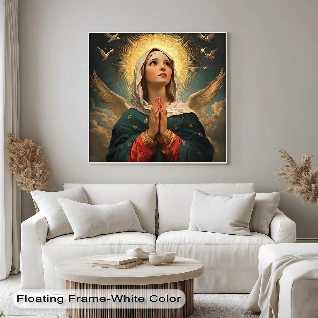 Heavenly Intercession – Virgin Mary in Prayer with Angels Canvas Print - MyPhotoStation