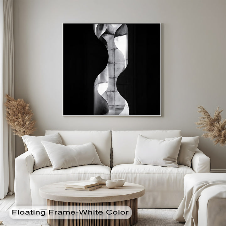 A refined custom canvas print blending organic motion and structural precision in grayscale harmony.

