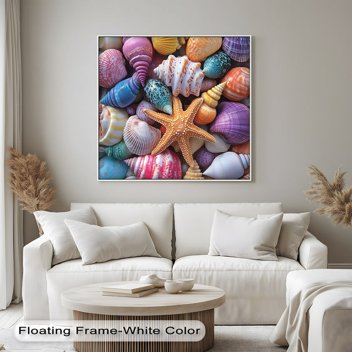 Vibrant Coastal Shells – Colorful Canvas Print