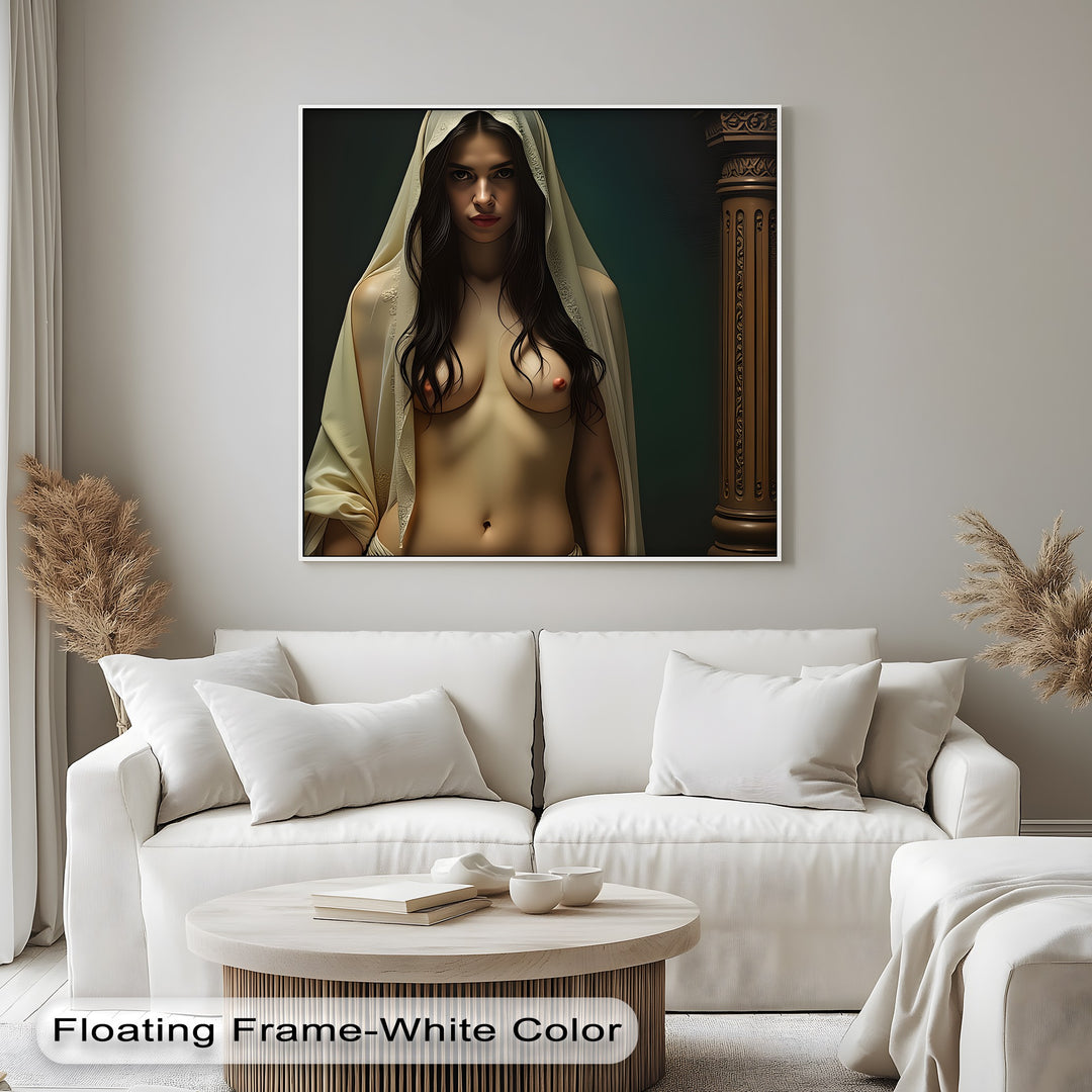 luxury erotic canvas wall art with ancient golden elegance
