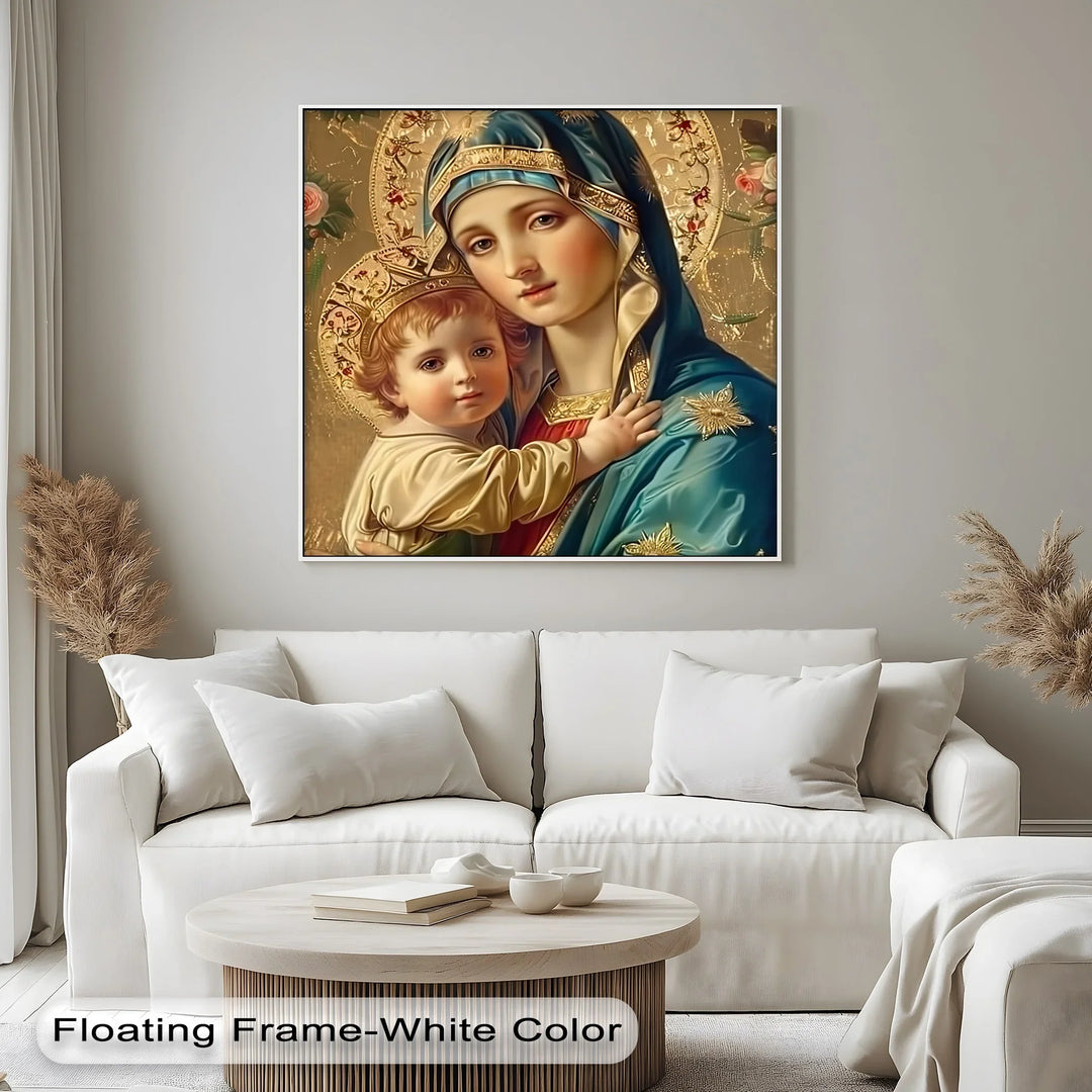 Holy Madonna and Child – Sacred Icon Style Canvas Print - MyPhotoStation
