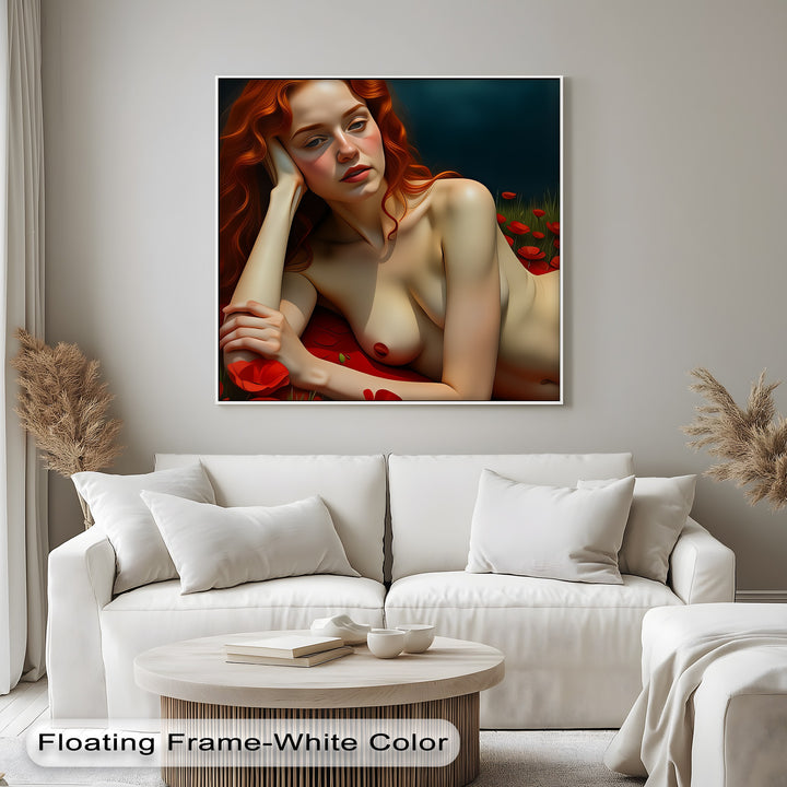 Scarlet Reverie – Sexy Canvas Artwork | Large Framed Wall Art