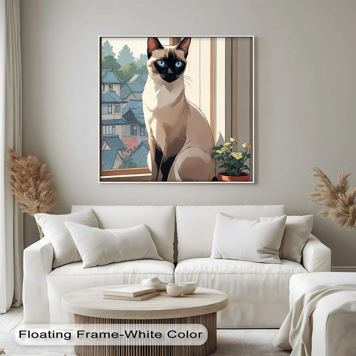 Siamese Cat in Japanese-Inspired Setting - Cat Canvas Print - MyPhotoStation