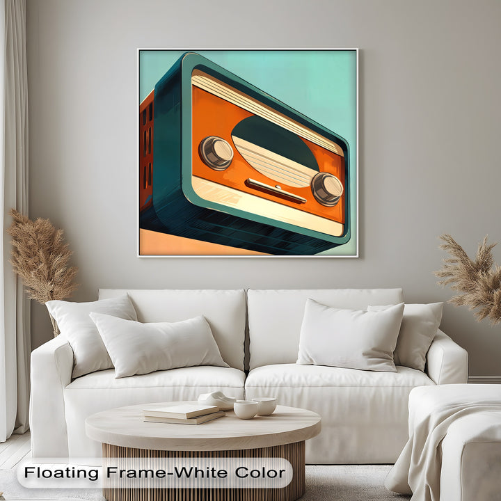 Tangerine Waves – Minimal Retro Radio Canvas Print