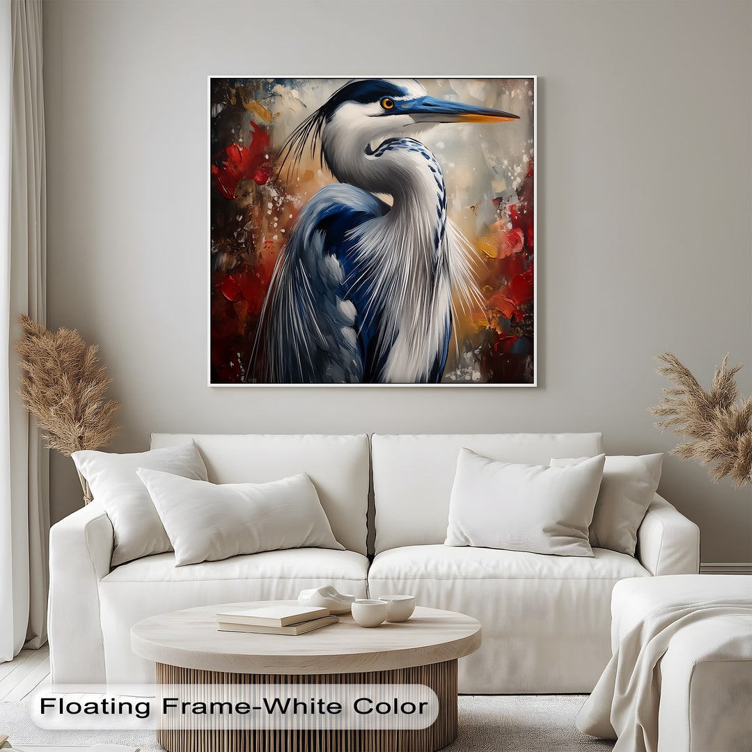 Regal Blue Heron – Majestic Bird Portrait Canvas Print