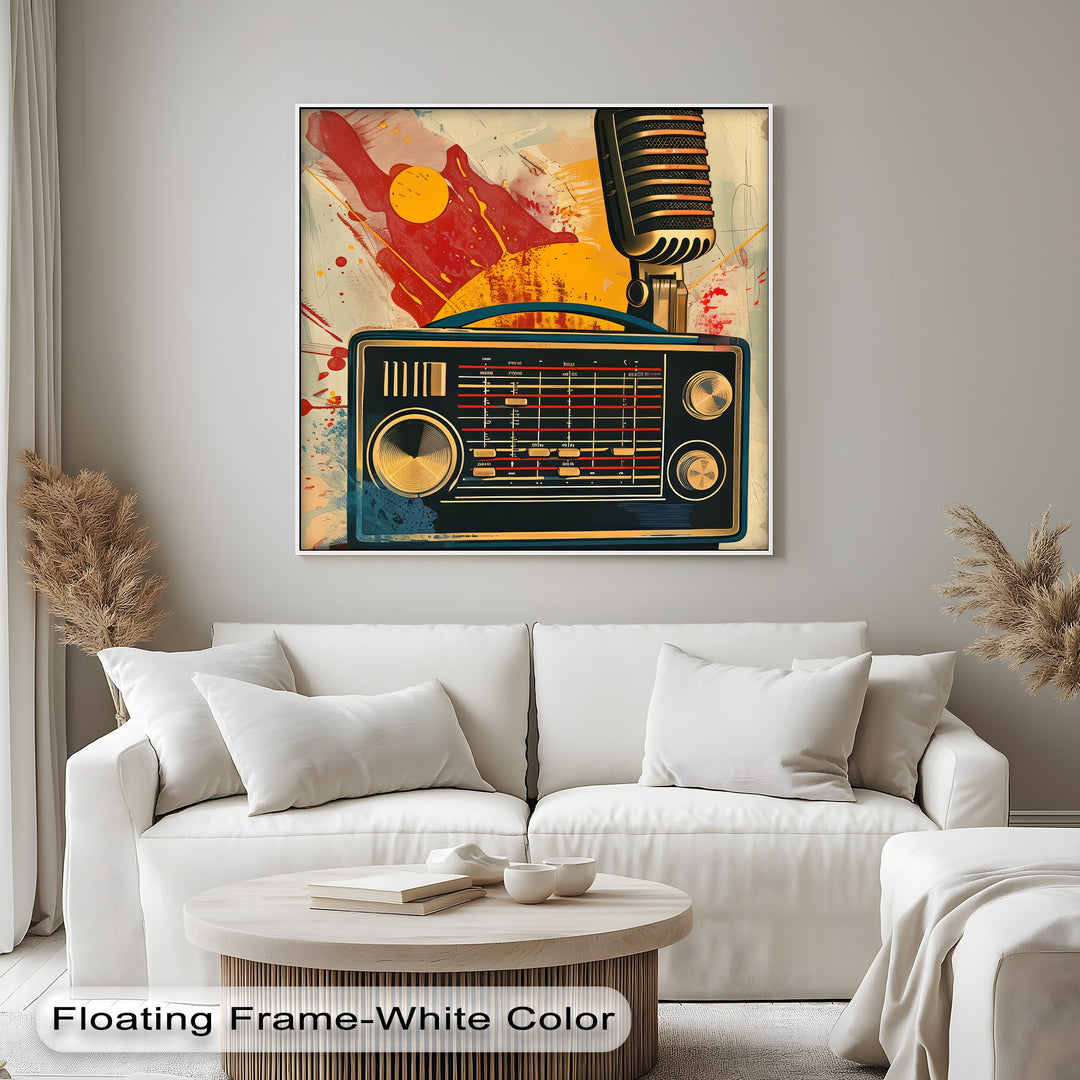 Broadcast Vibes – Vintage Radio and Microphone Canvas Print