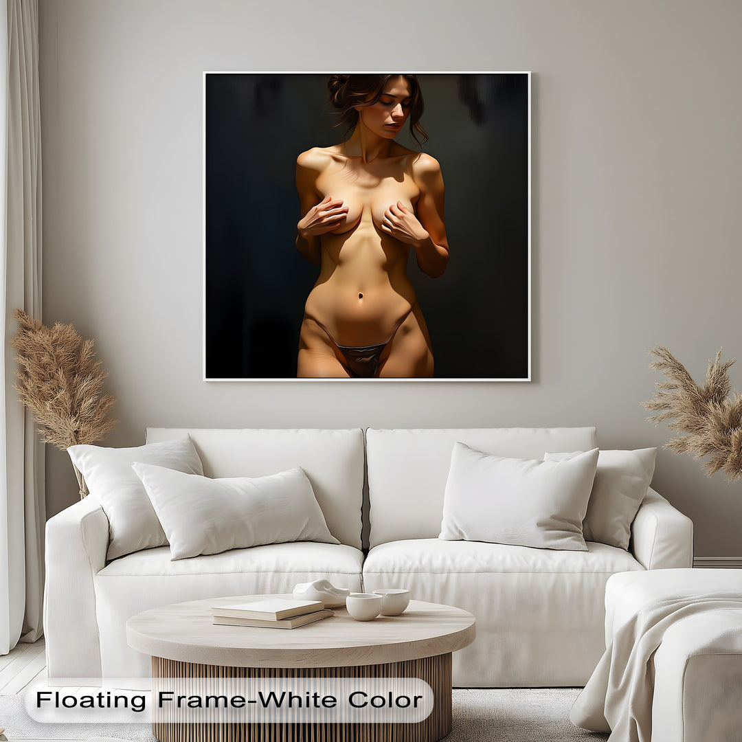 minimalist nude portrait canvas for contemporary interiors
