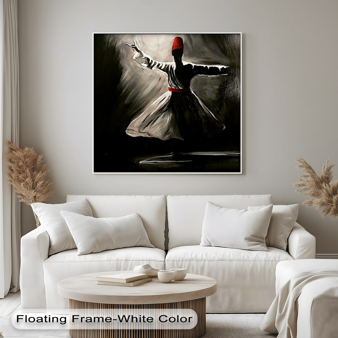 Mystic Whirl – Dark Sufi Dervish Islamic Canvas Wall Art | Colorful Art