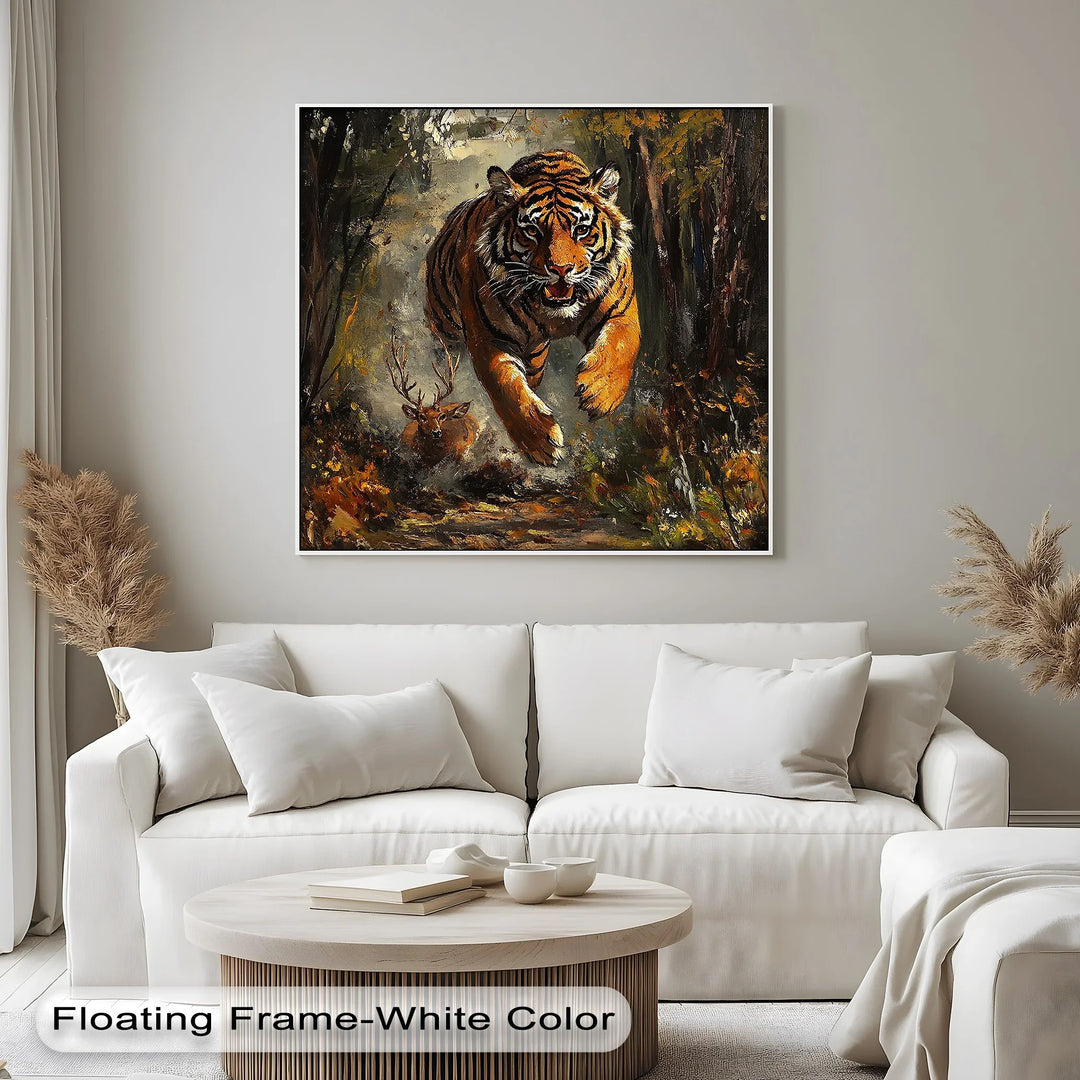 Predator's Pursuit – Wild Tiger Chase Animal Canvas Print - MyPhotoStation