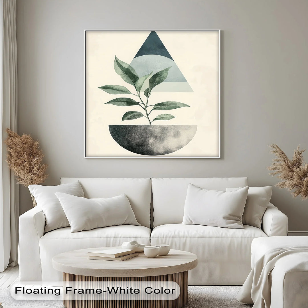 Modern Harmony – Geometric Plant Abstract Canvas Print - MyPhotoStation