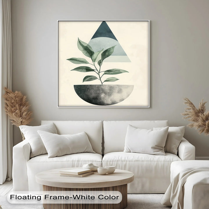 Modern Harmony – Geometric Plant Abstract Canvas Print - MyPhotoStation