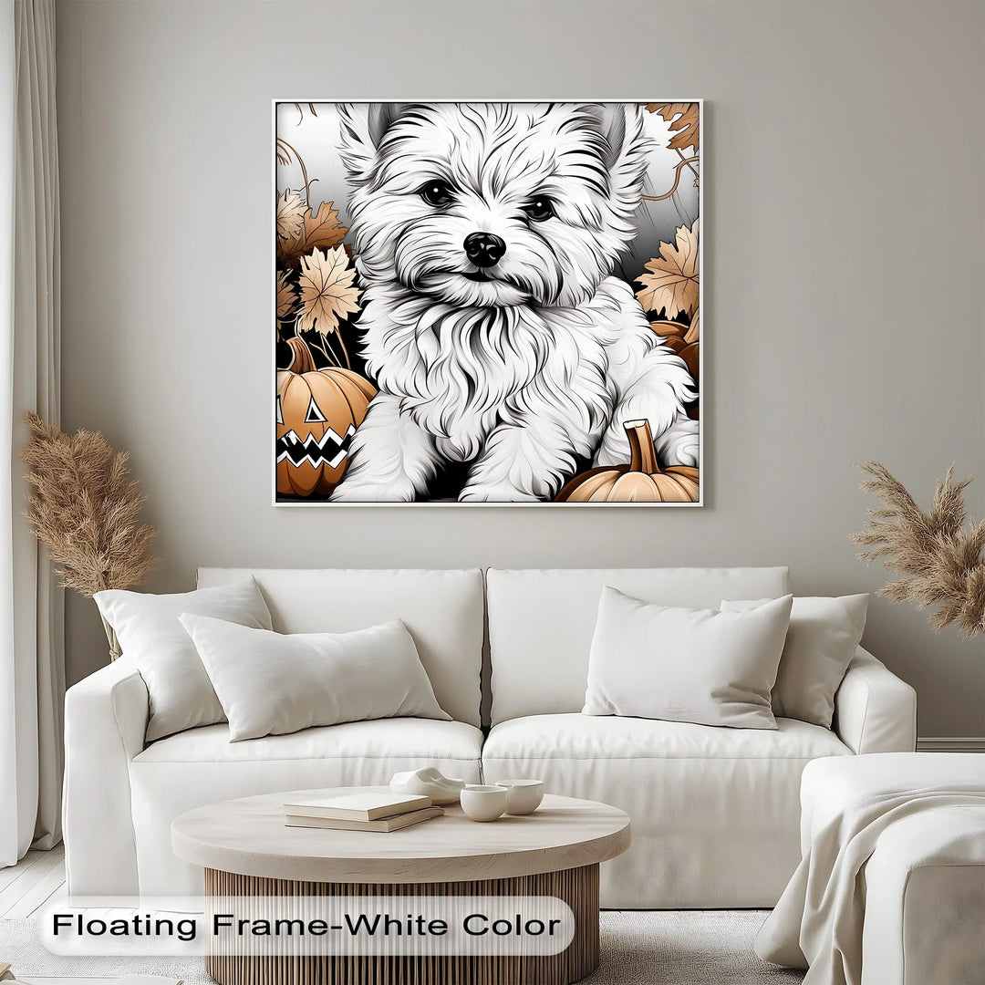 Pumpkin Pup Charm – Halloween Dog Illustration Puppies Canvas Print - MyPhotoStation