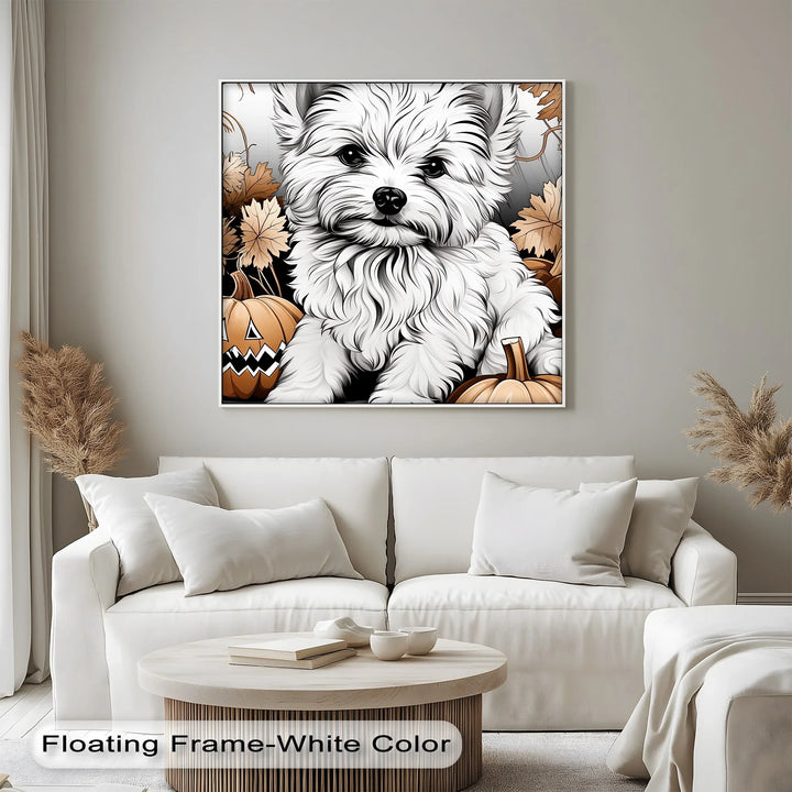 Pumpkin Pup Charm – Halloween Dog Illustration Puppies Canvas Print - MyPhotoStation
