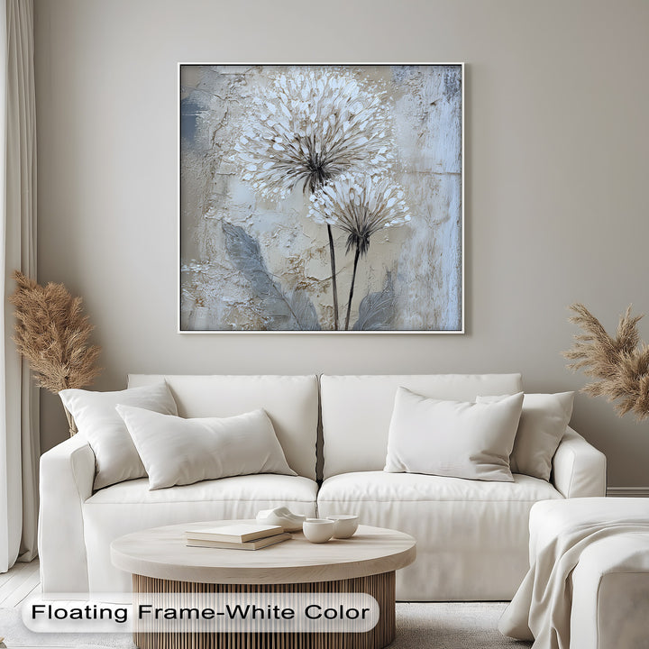 Ethereal Twins – Textured Dandelion Floral Canvas Print