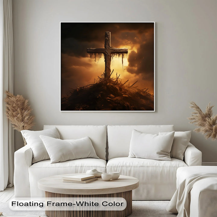 Calvary’s Shadow – Weathered Cross on the Hill Canvas Print - MyPhotoStation