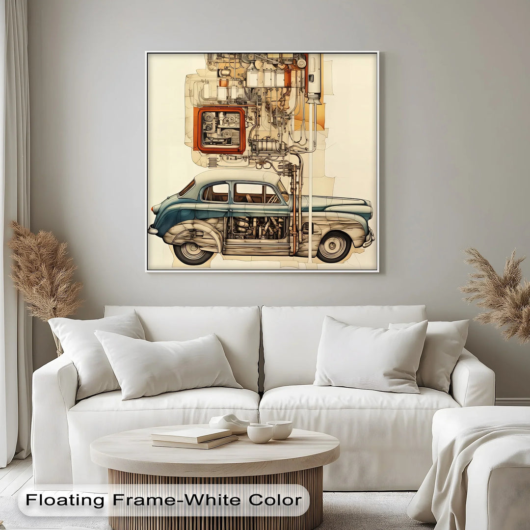 Vintage Blueprint Breakdown of Classic Sedan – Car Canvas Print - MyPhotoStation