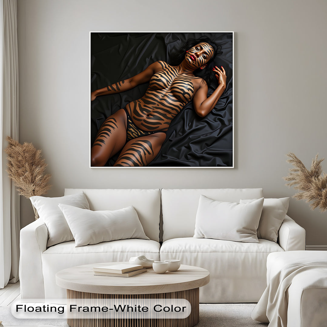 modern tiger-inspired canvas collage prints elegant living room art