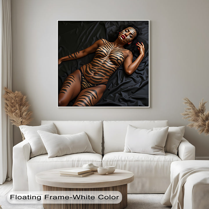modern tiger-inspired canvas collage prints elegant living room art