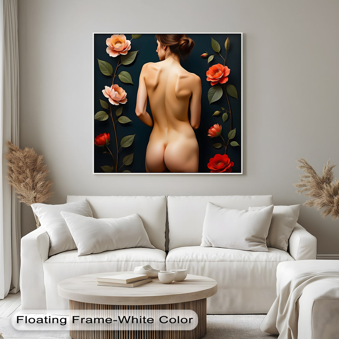 Floral Reverie – Romantic Nude Canvas Wall Art | Biggest Canvas