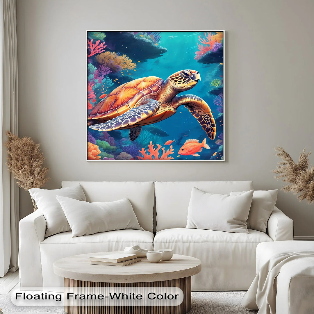 Graceful Sea Turtle – Vibrant Ocean Life Animal Canvas Print - MyPhotoStation