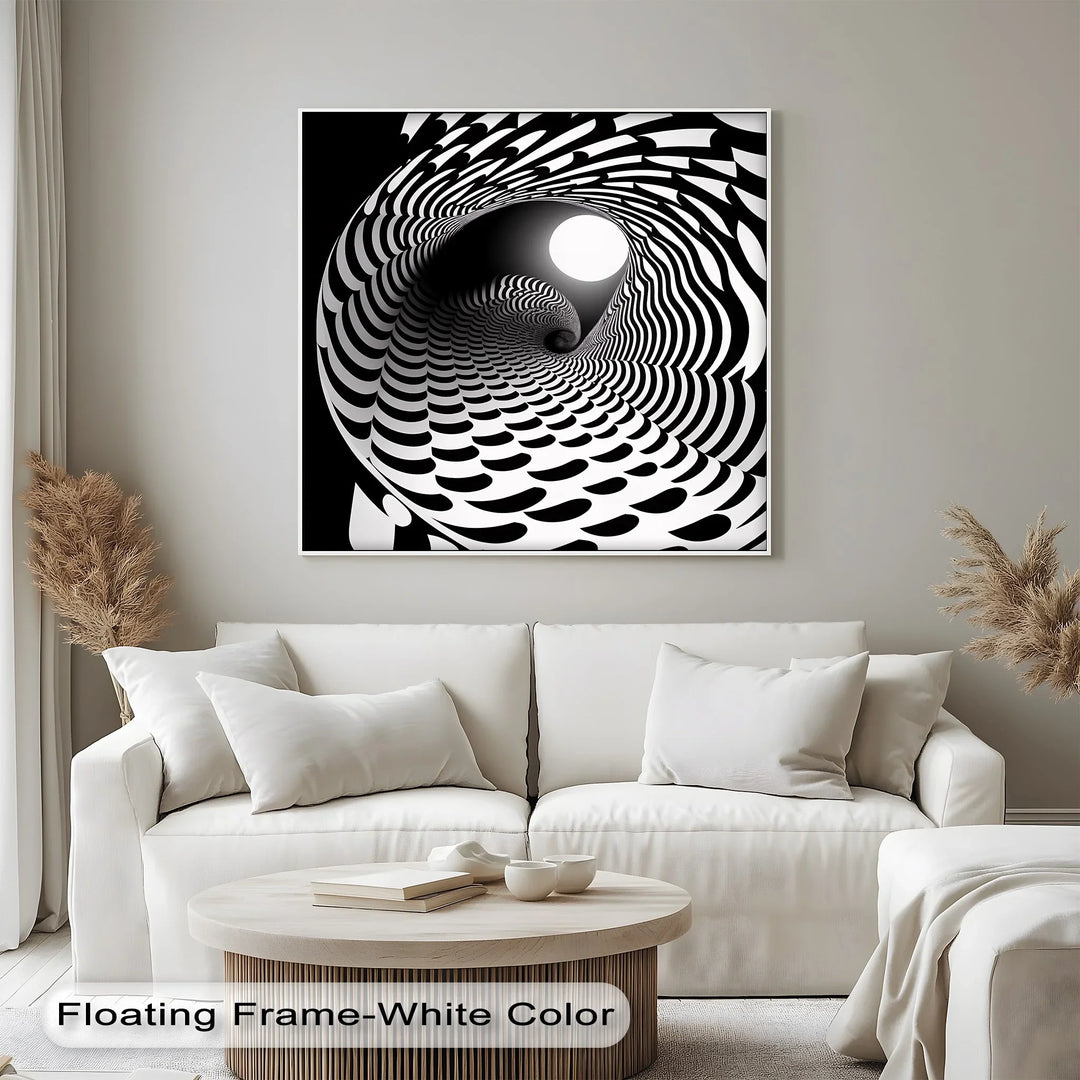 Hypnotic Spiral Tunnel – Black & White Canvas Print - MyPhotoStation